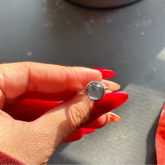 Pandora Aqua Blue Poetic Droplet Ring Size 5 - Picture 9 of 9